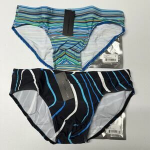 Todd Sanfield Swim Brief LOT OF 2 Men's Small Black Rainbow Colorful NEW